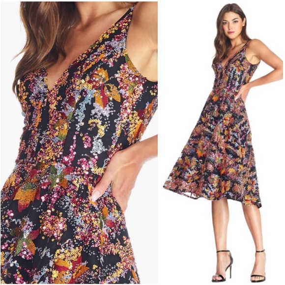 Dress the Population Elisa Sequin Embellished & Embroidered Fit & Flare Dress